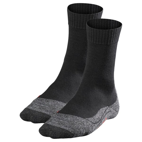 FALKE Damen Socken 2er Pack - Trekking Socken TK 2, Ergonomic, Merinowoll-Mix Schwarz 37-38