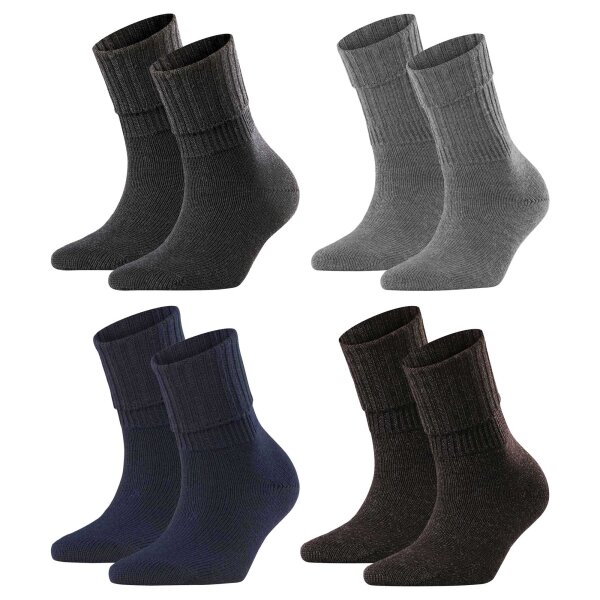 FALKE Damen Socken 2er Pack - Striggings Rib, Kurzssocken, Umschlagsocken, Logo, einfarbig, lang