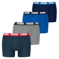 PUMA Herren Boxer Shorts, 4er Pack - Basic Boxer ECOM, Cotton Stretch, Everyday Blau/Grau M
