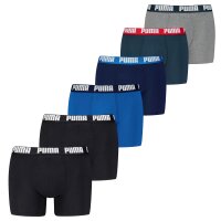 PUMA Herren Boxer Shorts, 6er Pack - Basic Boxer ECOM, Cotton Stretch, Everyday Schwarz/Blau/Grau S
