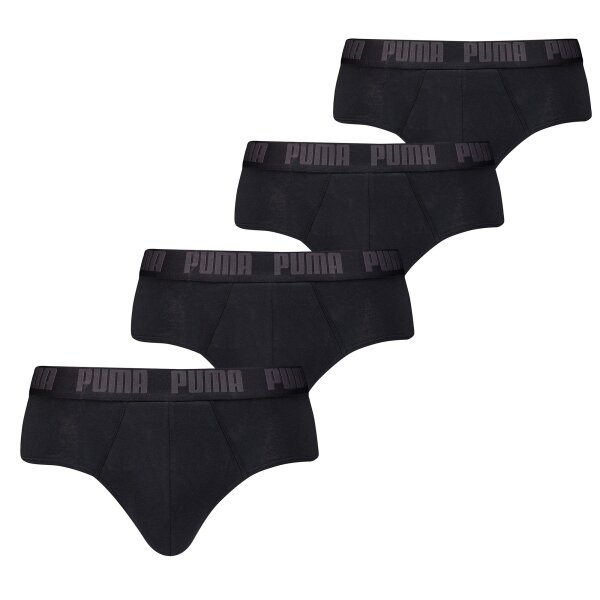 PUMA Herren Slips, 4er Pack - Basic Brief ECOM, Cotton Stretch, Everyday Schwarz L