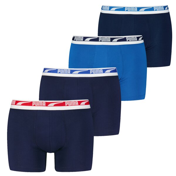 PUMA Herren Boxershorts, 4er Pack - Everyday Multi Logo ECOM, Cotton Stretch Blue S (Small)