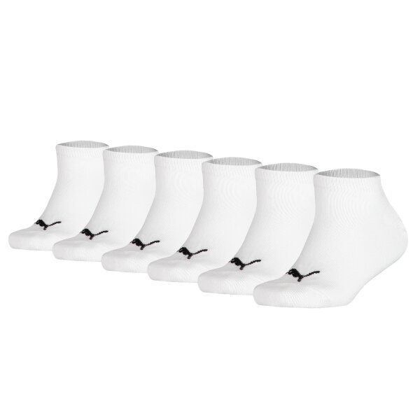 PUMA Kinder Sneakersocken 6er Pack - Invisible, ECOM, einfarbig, Logo Weiß 23-26