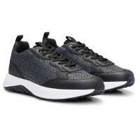 HUGO mens trainers - Kane Runn mono2, trainers, laces, all-over logo Black EU 41 (UK 7)