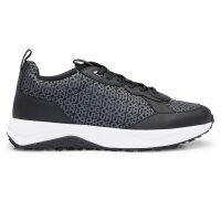 HUGO mens trainers - Kane Runn mono2, trainers, laces, all-over logo Black EU 44 (UK 9,5)