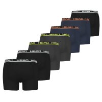 HEAD Herren Boxershorts, 7er Pack - Basic Boxer Trunks ECOM, Cotton Stretch Schwarz/Blau/Gelb/Orange L