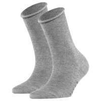 FALKE Ladies Socks Active Breeze Pack of 2 - Uni, roll cuffs, Lyocell fibre, 35-42 Grey 39-42 (UK 6-8)