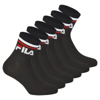 FILA Unisex Socks, 6 Pairs Quarter - short Socks, Sport, Logo Cuff, uni Black 35-38 (3-5 UK)