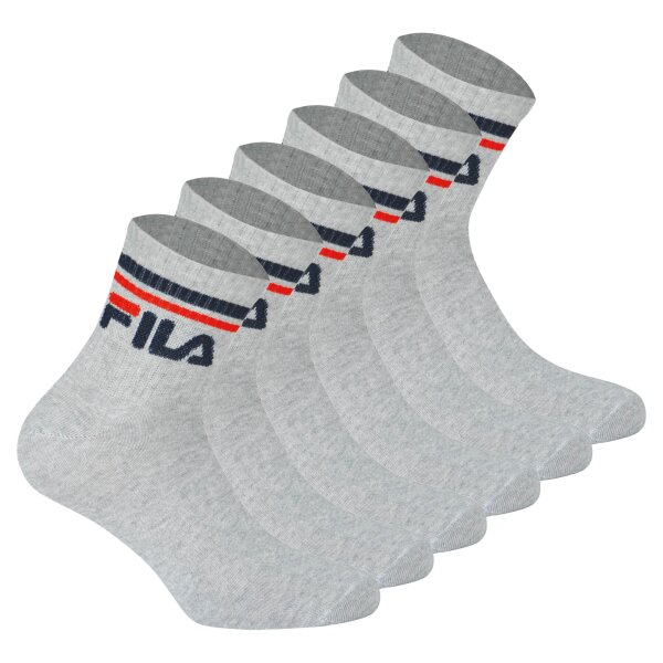 FILA Unisex Socks, 6 Pairs Quarter - short Socks, Sport, Logo Cuff, uni Grey 43-46 (9-11 UK)