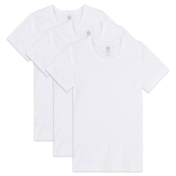 Sanetta Kinder Unterhemd 3er Pack - T-Shirt, Kurzarm, Baumwolle, unisex, einfarbig