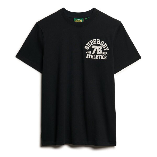 Superdry Herren T-Shirt - Embroider Superstate Logo Tee, Logo, Rundhals, einfarbig Schwarz L