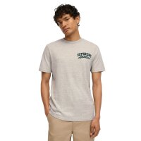 Superdry Mens T-Shirt - Embroider Superstate Logo Tee, Logo, Round neck, Single colour Grey L (Large)
