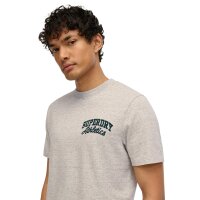 Superdry Mens T-Shirt - Embroider Superstate Logo Tee, Logo, Round neck, Single colour Grey L (Large)