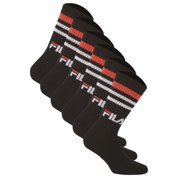 FILA Unisex Socks 6 pairs - Street, Sport, Lifestyle, Socks Set, Stripes, 35-46 Black 43-46 (9-11 UK)
