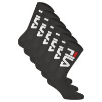 FILA Unisex Socken 6 Paar - Tennissocken, Crew Socks, Frottee, Sport, Logo Schwarz 35-38