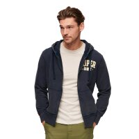 Superdry Mens Sweat Jacket - Vintage Athletic Zip Hoodie, Hood, Logo, Single Colour Blue XL (X-Large)