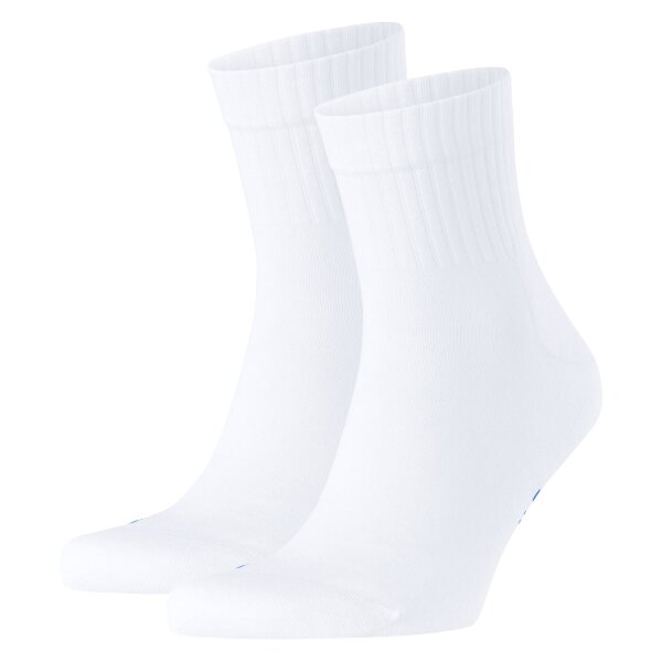 FALKE Unisex Socken 2er Pack - Kurzsocken, Baumwollmischung, Run Rib, Bündchen, einfarbig Weiß 39-41