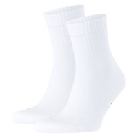 FALKE Unisex Socken 2er Pack - Kurzsocken, Baumwollmischung, Run Rib, Bündchen, einfarbig Weiß 39-41