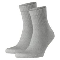 FALKE Unisex Socks Pack of 2 - Short Socks, Cotton Blend, Run Rib, Cuff, solid color Light gray 37-38