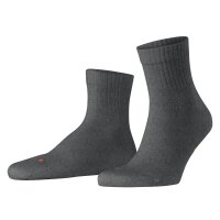 FALKE Unisex Socken 2er Pack - Kurzsocken, Baumwollmischung, Run Rib, Bündchen, einfarbig Dunkelgrau 44-45