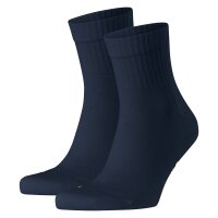 FALKE Unisex Socks Pack of 2 - Short Socks, Cotton Blend, Run Rib, Cuff, solid color Dark blue 44-45