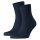 FALKE Unisex Socken 2er Pack - Kurzsocken, Baumwollmischung, Run Rib, Bündchen, einfarbig Dunkelblau 44-45