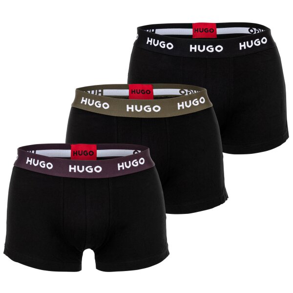 HUGO Herren Boxershorts, 3er Pack - TRUNK TRIPLET PLANET, Logo, Cotton Stretch