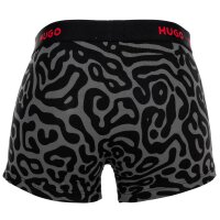 HUGO Herren Boxershorts, 3er Pack - TRUNK TRIPLET DESIGN, Logo, Cotton Stretch Schwarz/Rot S