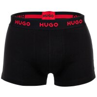 HUGO Herren Boxershorts, 3er Pack - TRUNK TRIPLET DESIGN, Logo, Cotton Stretch Schwarz/Rot S