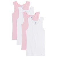 Sanetta Girls Undershirt, Pack of 4 - Shirt without Arms, Top, Cotton White/Pink 116