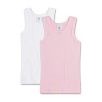 Sanetta Girls Undershirt, Pack of 4 - Shirt without Arms, Top, Cotton White/Pink 140