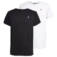 G-STAR Herren T-Shirt, 2er Pack - Lash 2 Pack, Rundhals, Bio-Baumwolle Weiß/Schwarz M