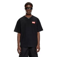 DIESEL Mens T-shirt - T-BOXT-LAB, short sleeve, round neck, cotton, logo, single-coloured Black S (Small)