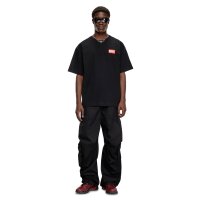 DIESEL Mens T-shirt - T-BOXT-LAB, short sleeve, round neck, cotton, logo, single-coloured Black S (Small)