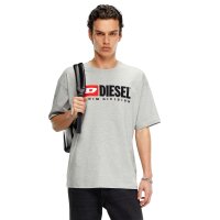 DIESEL mens T-shirt - T-BOXT-DIV, short sleeves, round neck, cotton, logo, plain Grey S (Small)