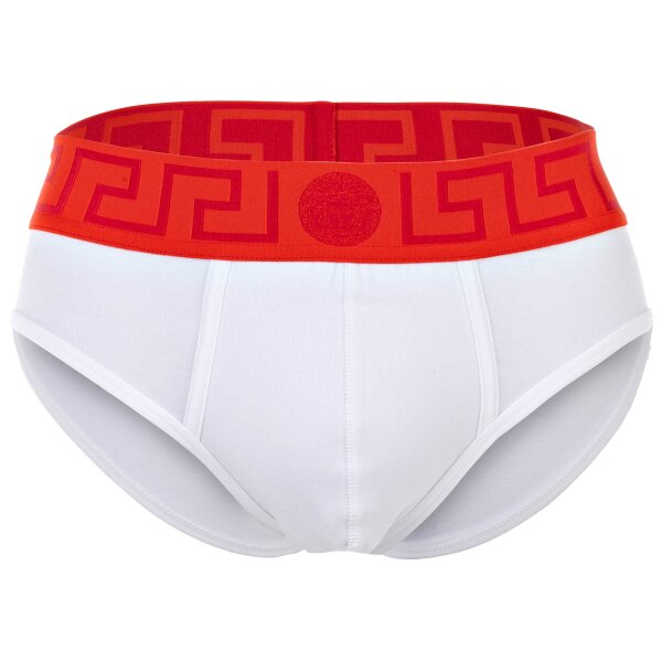 VERSACE Herren Slip - TOPEKA, Stretch Cotton, einfarbig Weiß/Rot M