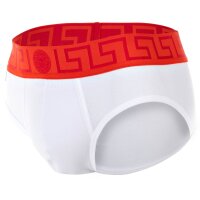 VERSACE Mens Brief - Slip TOPEKA, Stretch Cotton, Solid Color White/Red M (Medium)