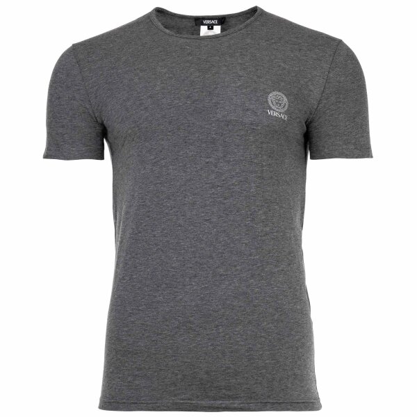 VERSACE Mens T-Shirt - Undershirt, Round Neck, Stretch Cotton Dark grey S (Small)
