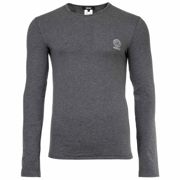 VERSACE Herren Shirt langarm - TOPEKA, Sweatshirt, Rundhals, Stretch Cotton Dunkelgrau L