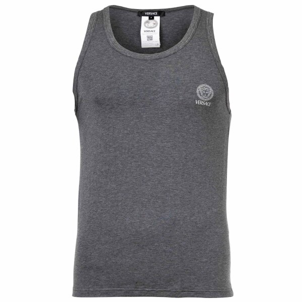 VERSACE Mens Tank Top - TOPEKA, Undershirt, Round Neck, Stretch Cotton, Solid Color Dark grey M (Medium)