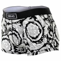 VERSACE mens boxer shorts - TOPEKA BAROQUE, Short Trunks Topeka Fabric Baroque Print, Stretch Cotton, Logo White/Black L (Large)