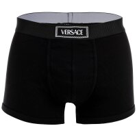 VERSACE Herren Boxershort - RIBBED, Short Trunk Tex Ribbed Cotton, Stretch Cotton, Logo Schwarz S