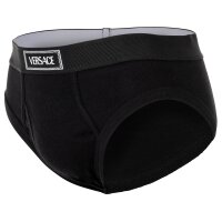 VERSACE Herren Slip - RIBBED, Slip Tex Ribbed Cotton, Stretch Cotton, Logo Schwarz S