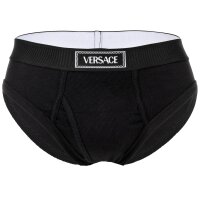 VERSACE Mens Briefs - RIBBED, Brief Tex Ribbed Cotton, Stretch Cotton, Logo Black S (Small)