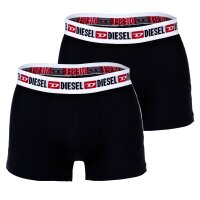 DIESEL Mens Boxershorts, 2-Pack - UMBX-SHAWN TWO PACK, Trunks, Logo Waistband, Contrast Stripe, Cotton Stretch Black S (Small)