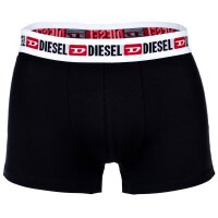 DIESEL Mens Boxershorts, 2-Pack - UMBX-SHAWN TWO PACK, Trunks, Logo Waistband, Contrast Stripe, Cotton Stretch Black S (Small)