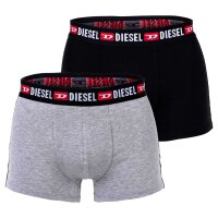DIESEL Mens Boxershorts, 2-Pack - UMBX-SHAWN TWO PACK, Trunks, Logo Waistband, Contrast Stripe, Cotton Stretch Black/Grey S (Small)