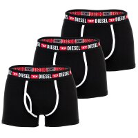 DIESEL Herren Boxershorts, 3er Pack - UMBX-DAMIENTHREEPACK, Trunks, Logobund, Kontrastnähte, Cotton Stretch Schwarz S