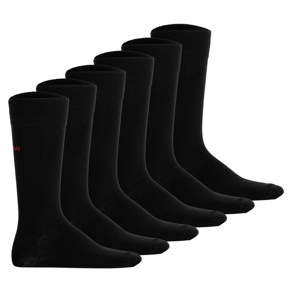HUGO Unisex Socken, 6er Pack - RS Uni, Kurzsocken, Logo, einfarbig Schwarz 39-42