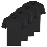 hajo Herren T-Shirt, 4er Pack - Basic, Kurzarm, V-Ausschnitt, Baumwolle, uni Schwarz S